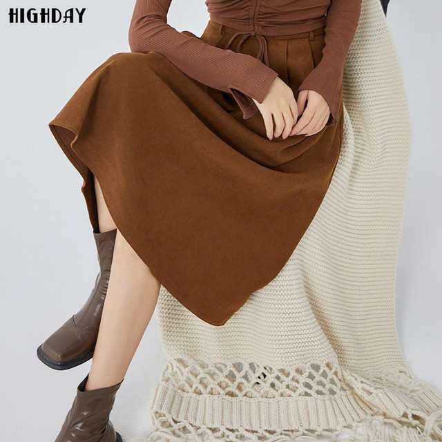 Xuanri a-line skirt with pocket design high waist skirt