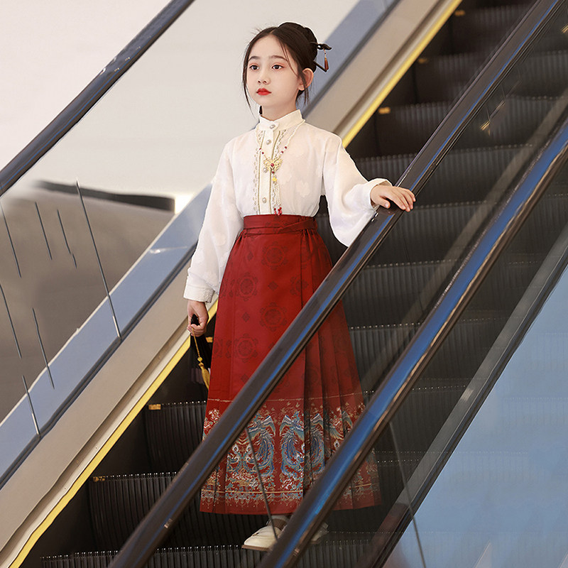 女童马面裙套装新款中国风汉服小女孩国潮唐装半身裙儿童古装春秋,淘宝优惠券,粉丝福利购,淘宝优惠卷