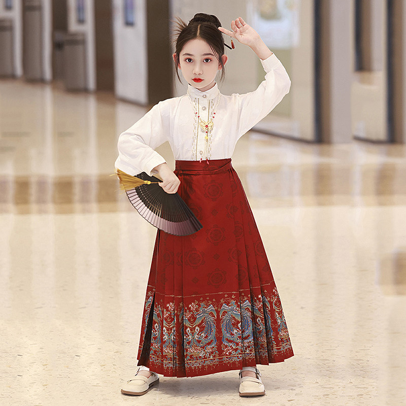 女童马面裙套装新款中国风汉服小女孩国潮唐装半身裙儿童古装春秋,淘宝优惠券,粉丝福利购,淘宝优惠卷