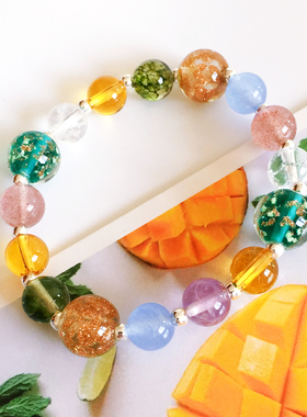 绿色夜光琉璃草莓晶手串