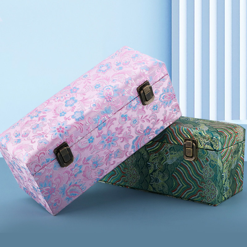 手镯收纳盒高档精致大容量复古锦缎实木盖翡翠玉镯子专用首饰箱子,淘宝优惠券,粉丝福利购,淘宝优惠卷