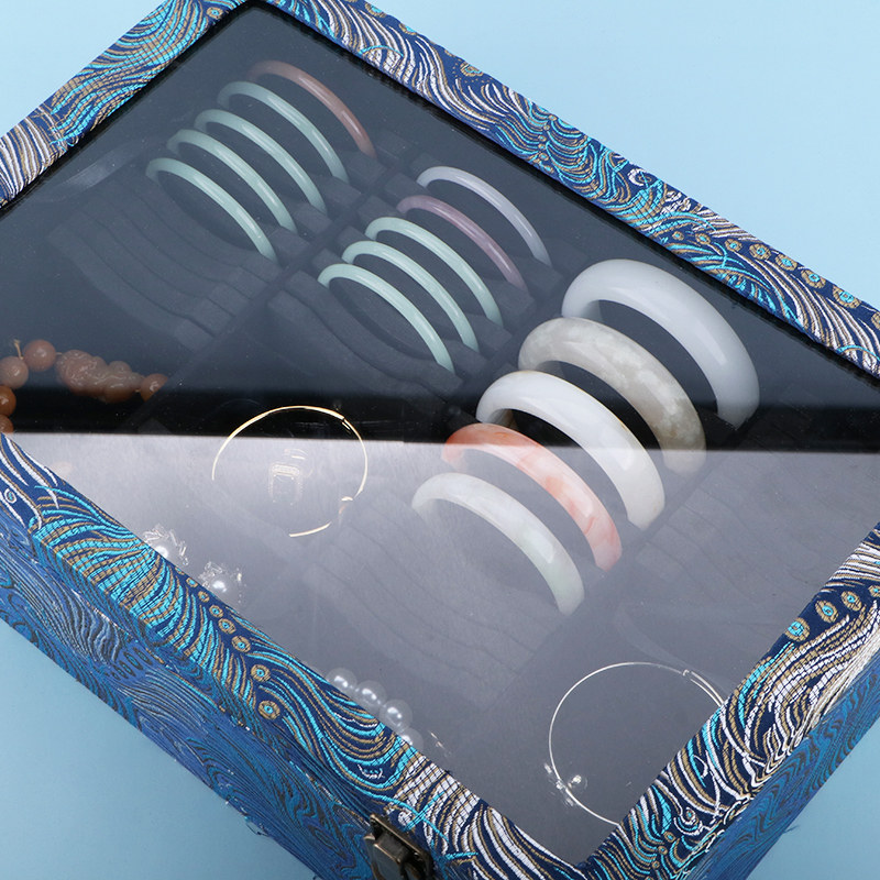 手镯收纳盒高档精致大容量复古透明玻璃盖翡翠玉镯子专用首饰箱子,淘宝优惠券,粉丝福利购,淘宝优惠卷