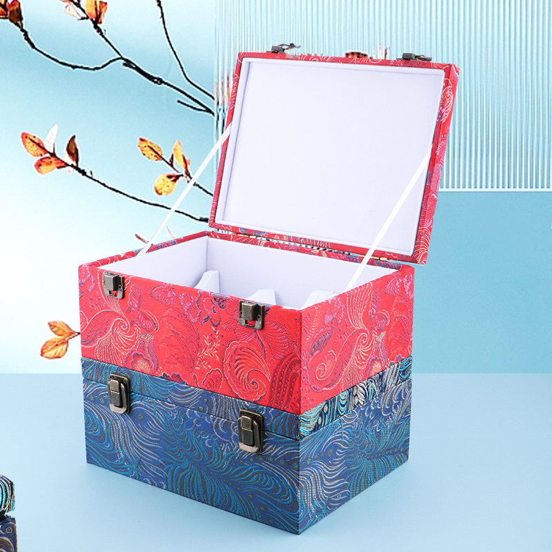 手镯收纳盒高档精致大容量复古锦缎实木盖翡翠玉镯子专用首饰箱子,淘宝优惠券,粉丝福利购,淘宝优惠卷