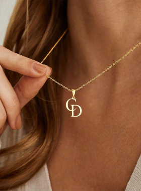 eManco26英文字母项链不锈钢吊坠