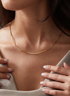 emanco 百搭素链盒子链简约百搭项链锁骨链新款ins风潮流可挂吊坠