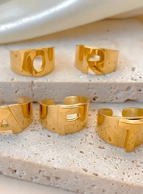 eManco新款夸张英文字母开口戒指