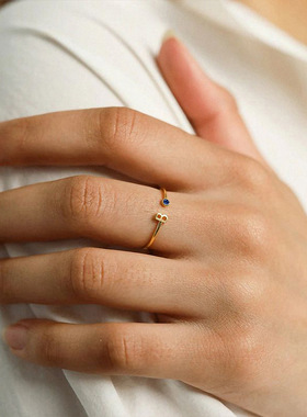 eManco热销不锈钢字母生辰石女戒