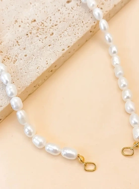 eManco小众轻奢百搭米粒淡水珍珠简约个性项链锁骨链项饰配饰配件