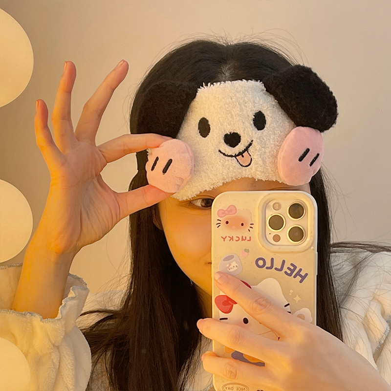 可爱毛绒眼罩卡通动物助睡眠冰敷遮光眼睛套罩子学生上班族午睡女 - 图0