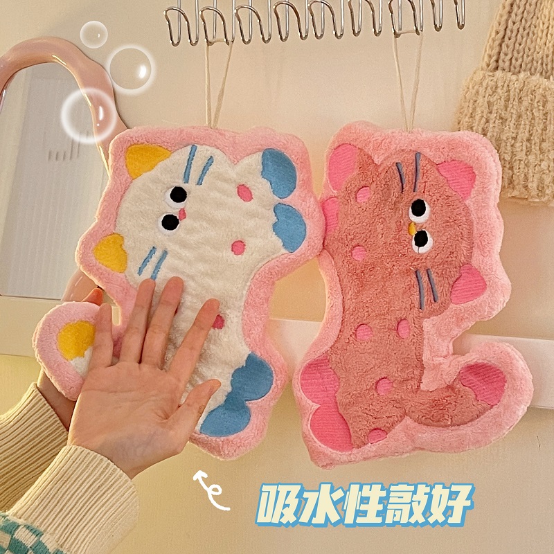 可爱猫咪擦手巾儿童家用厨房卫生间卡通擦手擦脚速干吸水毛巾女生 - 图1
