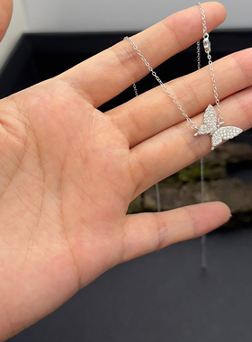 流浪拾光S925银闪钻蝴蝶女锁骨链