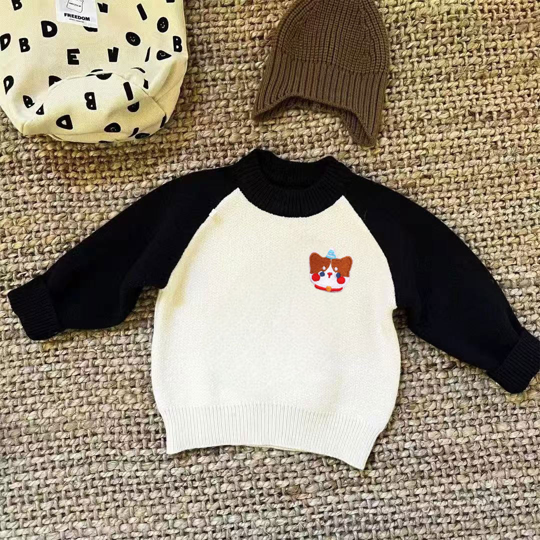 卡通刺绣女宝宝一体绒毛衣女童加绒加厚洋气针织衫秋冬内搭打底衫,淘宝优惠券,粉丝福利购,淘宝优惠卷