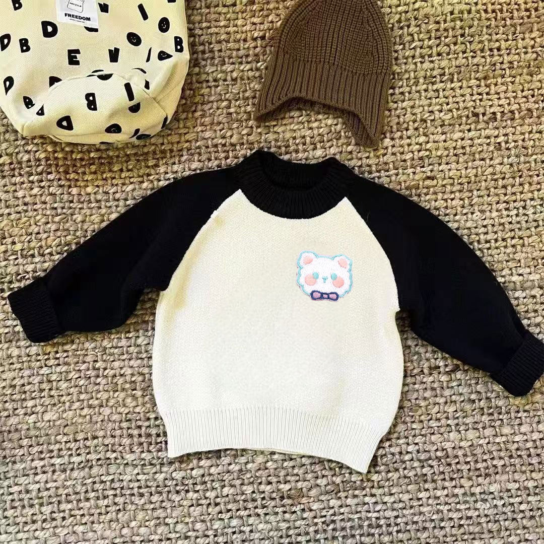 卡通刺绣女宝宝一体绒毛衣女童加绒加厚洋气针织衫秋冬内搭打底衫,淘宝优惠券,粉丝福利购,淘宝优惠卷