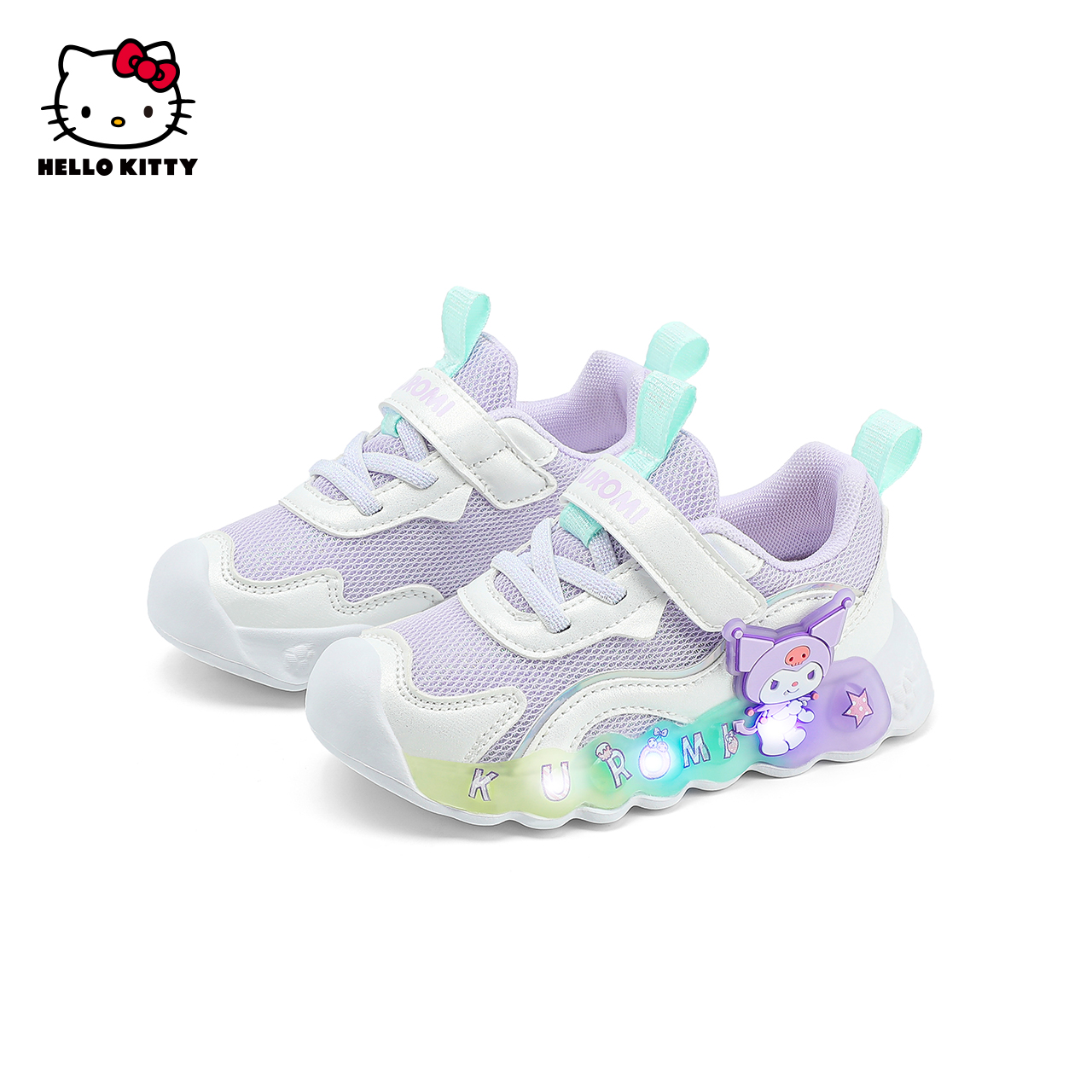 HelloKitty女童鞋运动鞋秋冬发光鞋2024新款库洛米亮灯宝宝二棉鞋