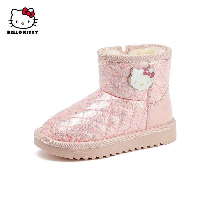 HelloKitty童鞋女童棉靴2024冬季新款女孩保暖防滑靴子儿童雪地靴