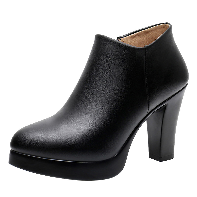 深口尖头单鞋女旗袍走秀鞋粗跟防水台高跟鞋加绒裸靴41-43码女鞋,淘宝优惠券,粉丝福利购,淘宝优惠卷