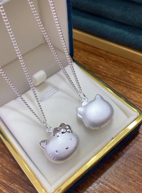 正生纯银999麻花链女宝kitty项链