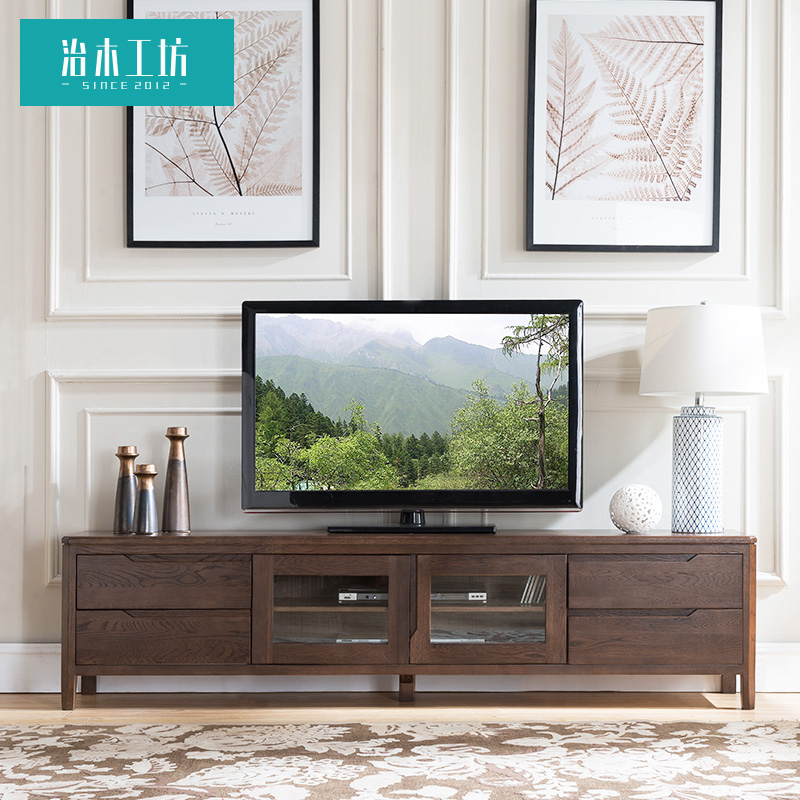 治木工坊全实木电视柜简约现代橡木高电视机柜北欧客厅小户型地柜 - 图0