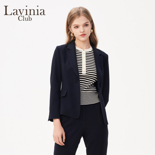 Lavinia春秋款简约一粒扣戗驳翻领通勤职场西装外套女J41W03P - 图3