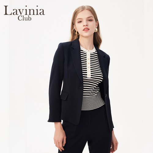Lavinia春秋款简约一粒扣戗驳翻领通勤职场西装外套女J41W03P - 图1