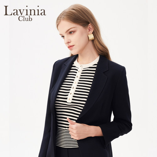 Lavinia春秋款简约一粒扣戗驳翻领通勤职场西装外套女J41W03P - 图0