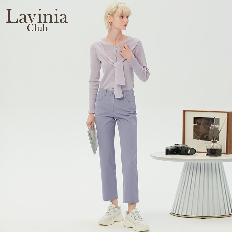 Lavinia 2024春秋新品假两件针织开衫女温柔披肩羊毛上衣V31Z106 - 图2