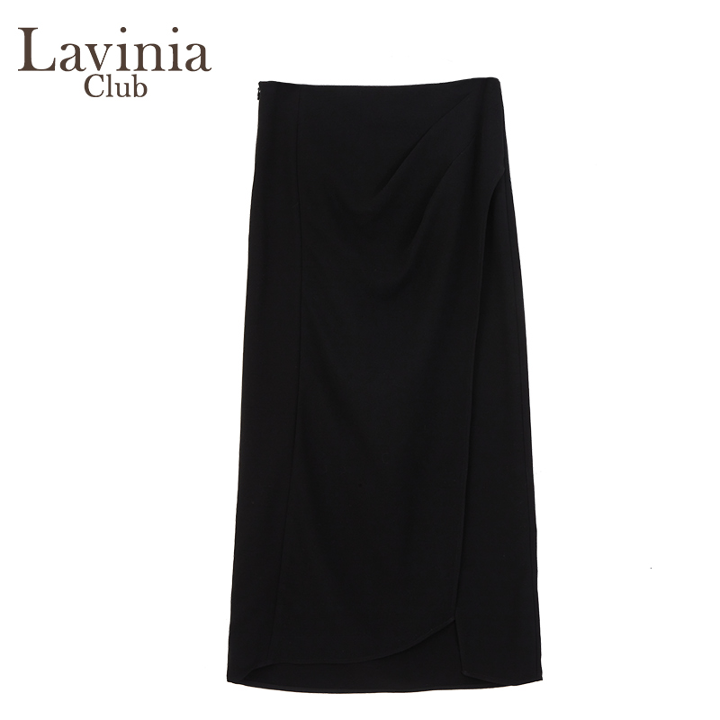 Lavinia不规则开叉半身裙女2024春秋新款通勤风气质包臀裙J31Q110-图3