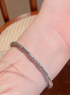 跨境高品质钛钢竹节卡扣手镯女款小众设计感时尚气质复古手饰手环