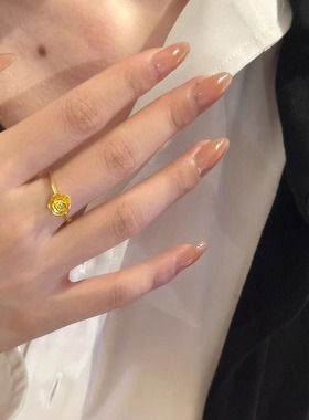 2024新款日韩精致小巧玫瑰花戒指高级感轻奢时尚百搭指环中指食指