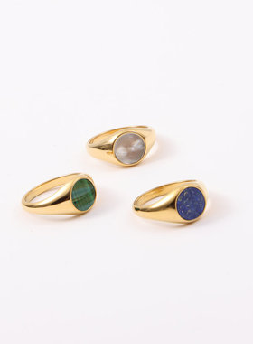 欧美冷淡风ins设计师圆形简约复古白色贝母贝壳戒指指环女款气质