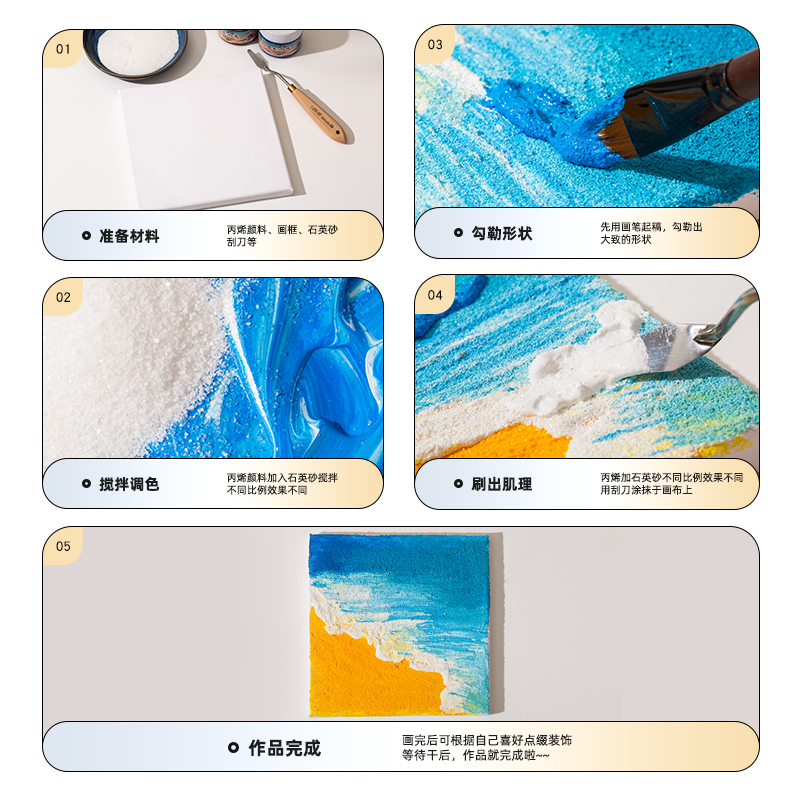 石英砂丙烯肌理画工具材料油画颜料立体感美术生细沙80目手工diy-图1