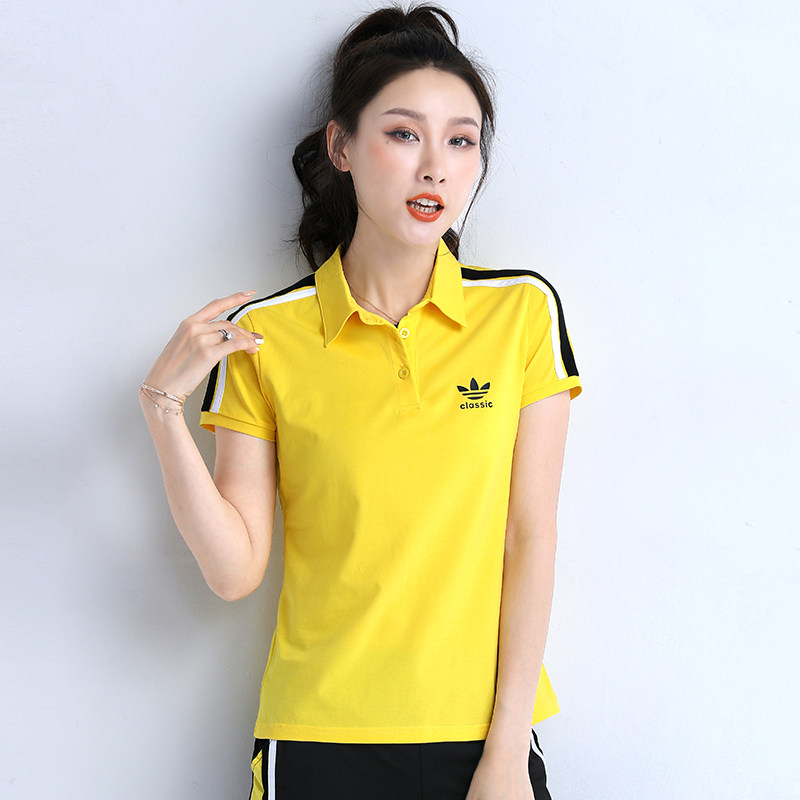 运动短袖t恤女夏纯棉翻领广场舞服 迪凡幕雪T恤