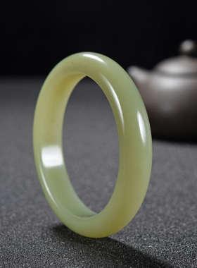 新疆和田玉黄口料手镯（60圈口）福镯圆镯送礼收藏配证书精美礼盒