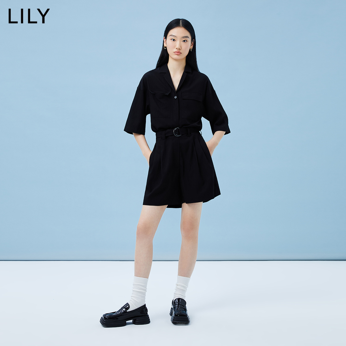 【商场同款】LILY2023夏新款女装时尚气质通勤高腰显瘦衬衫连体裤-图1