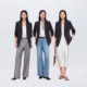 LILY ເດີນທາງສີ່ທາງ elastic waist workplace ຊຸດ retro