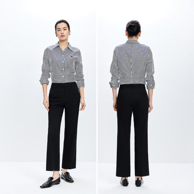 LILY commuter ສີແຂງເກົ້າຈຸດບ່ອນເຮັດວຽກ pants tapered