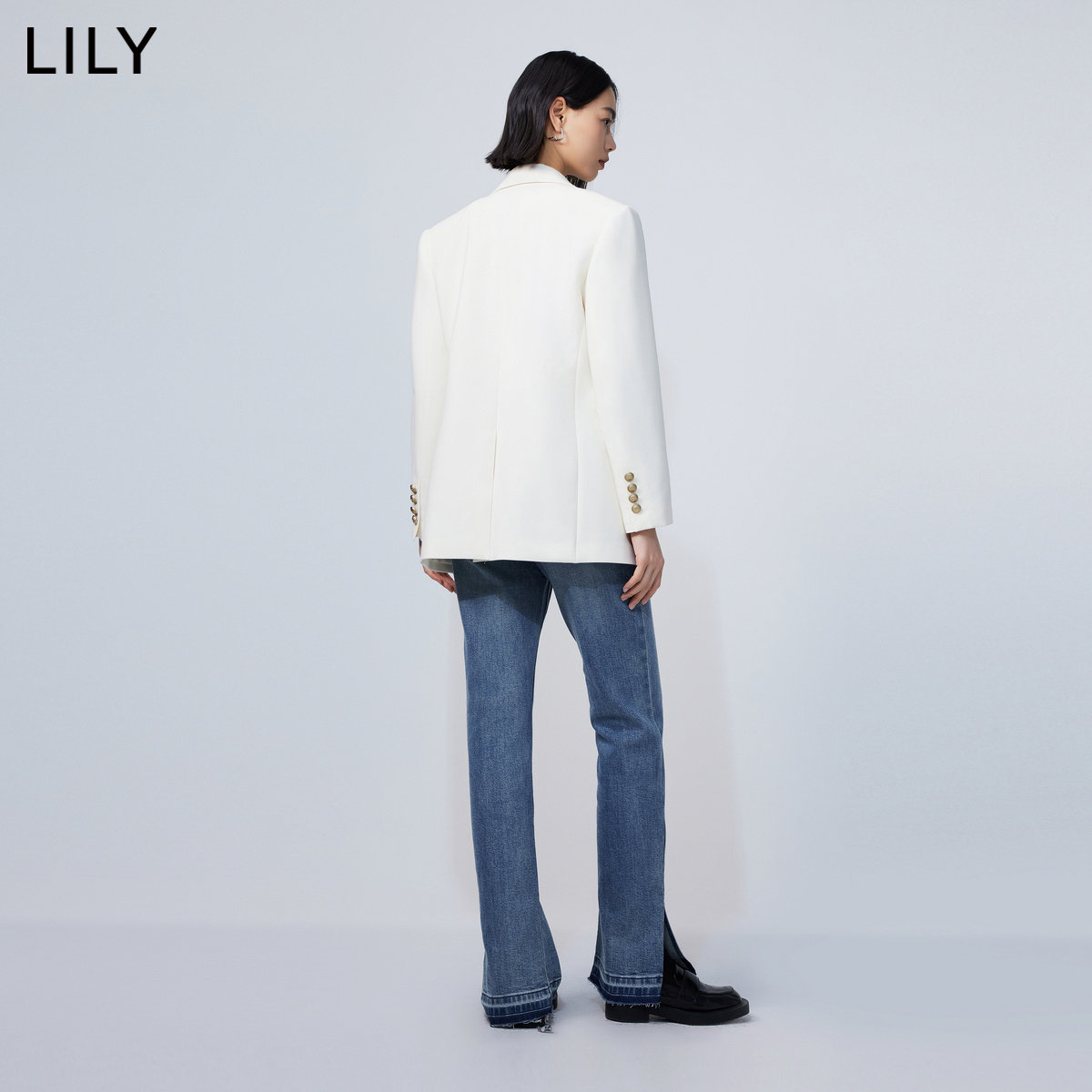 LILY2024春新款女装优雅通勤商务复古双排扣休闲西装外套小个子女 - 图2