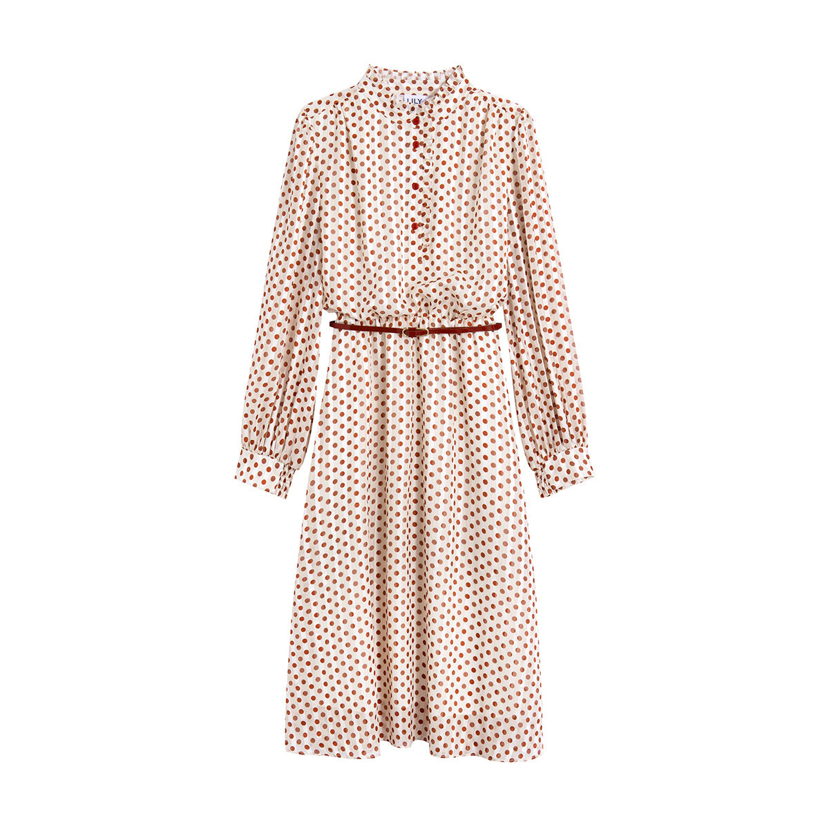 lily2022秋新款复古波点泡泡袖长裙 LILY连衣裙