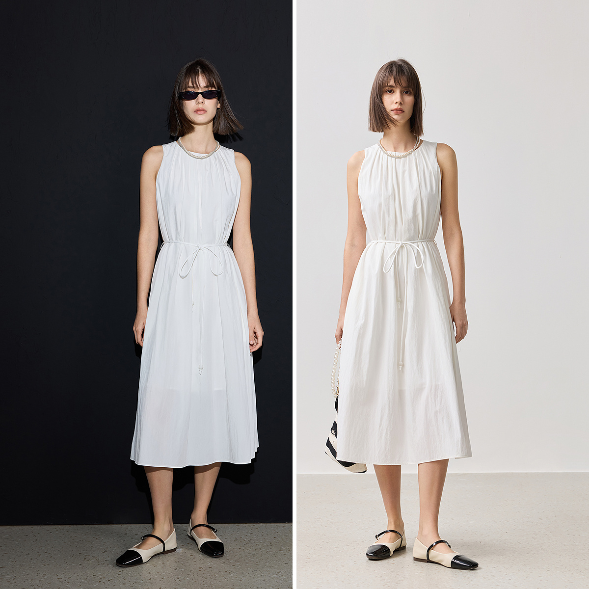 【LILY时光小黑裙】商场同款2025春新款浪漫收腰无袖背心连衣裙女 - 图3