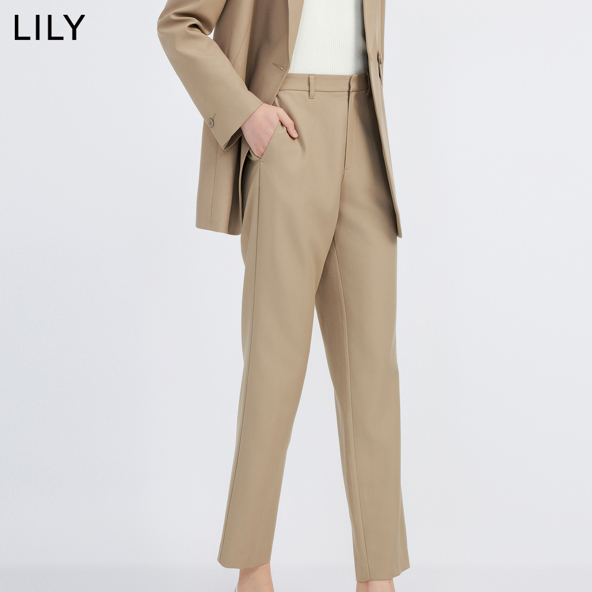 LILY2024春新款女装都市通勤商务垂坠感显瘦九分裤小脚西装休闲裤 - 图2