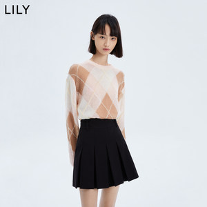 【商场同款】LILY新款女装时尚减龄百褶高腰阔腿休闲短裤女