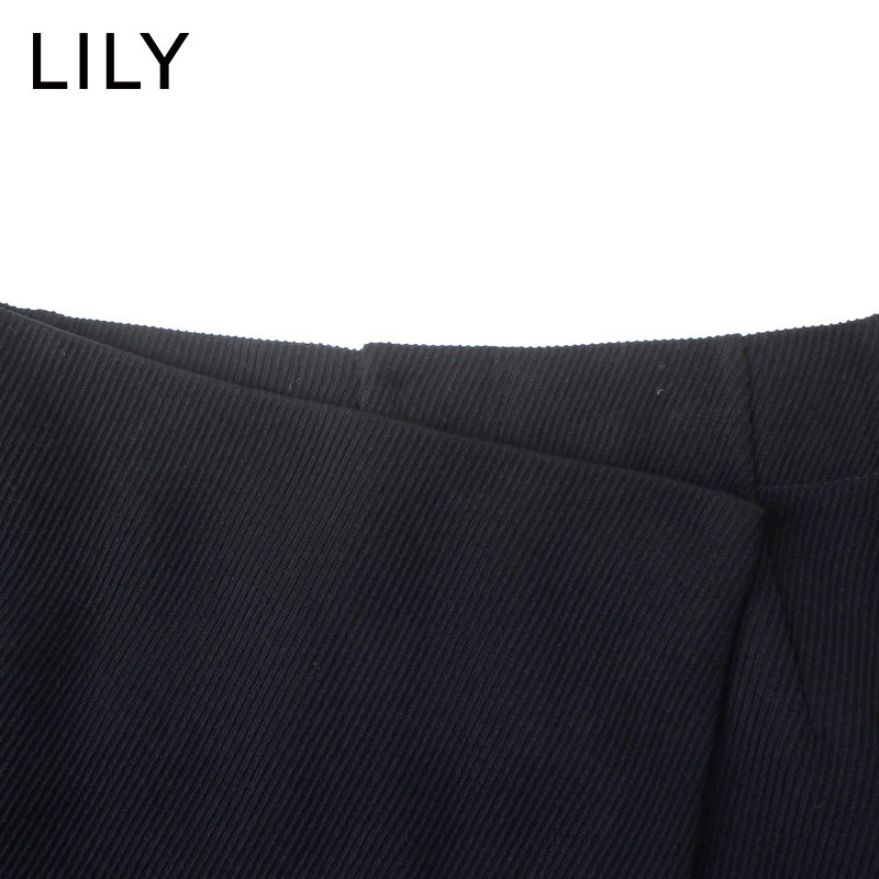 lily2019冬新款女装斜纹短裤休闲裤 lily京平休闲裤