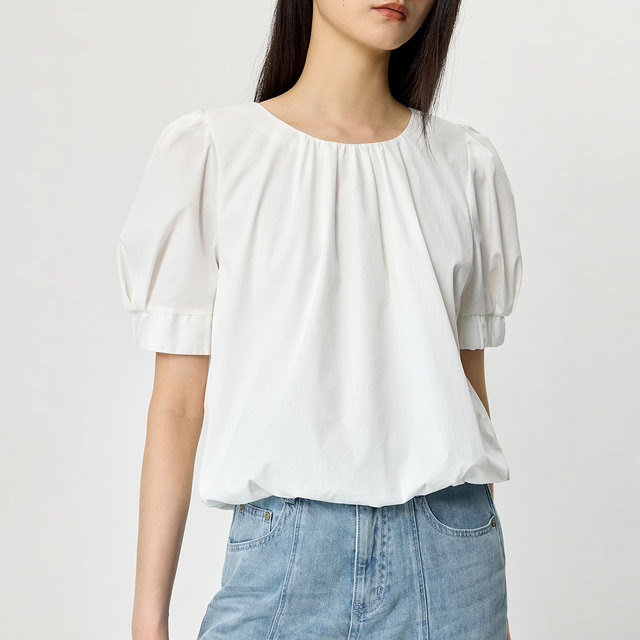 LILY commuter pullover French puff sleeve shirt chiffon