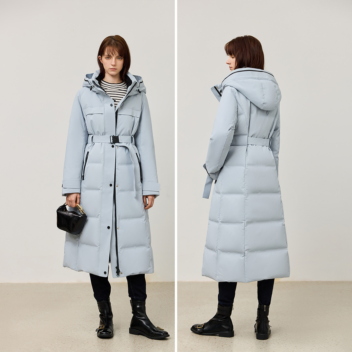 【极寒工装羽绒】LILY2024冬新款女装机能连帽收腰鸭绒羽绒服长款 - 图2