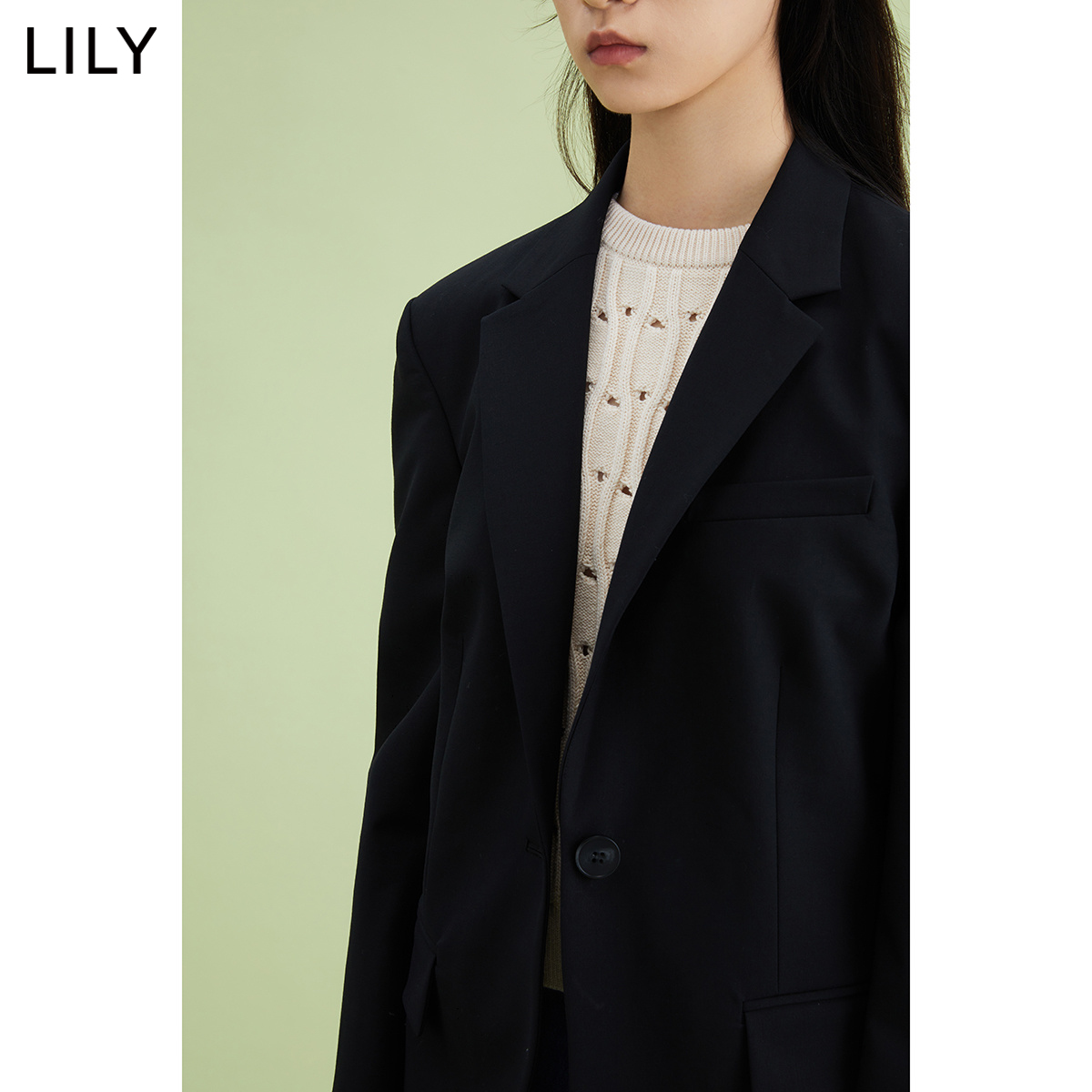 【商场同款】LILY新款女装质感羊毛时尚通勤一粒扣西装外套职场 - 图2