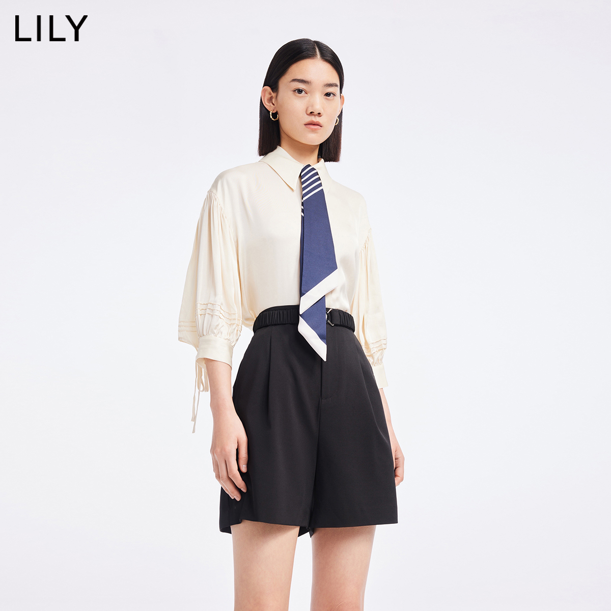 【商场同款】LILY2022夏新款女装气质温柔纯色时尚宽松垂感衬衫女 - 图1