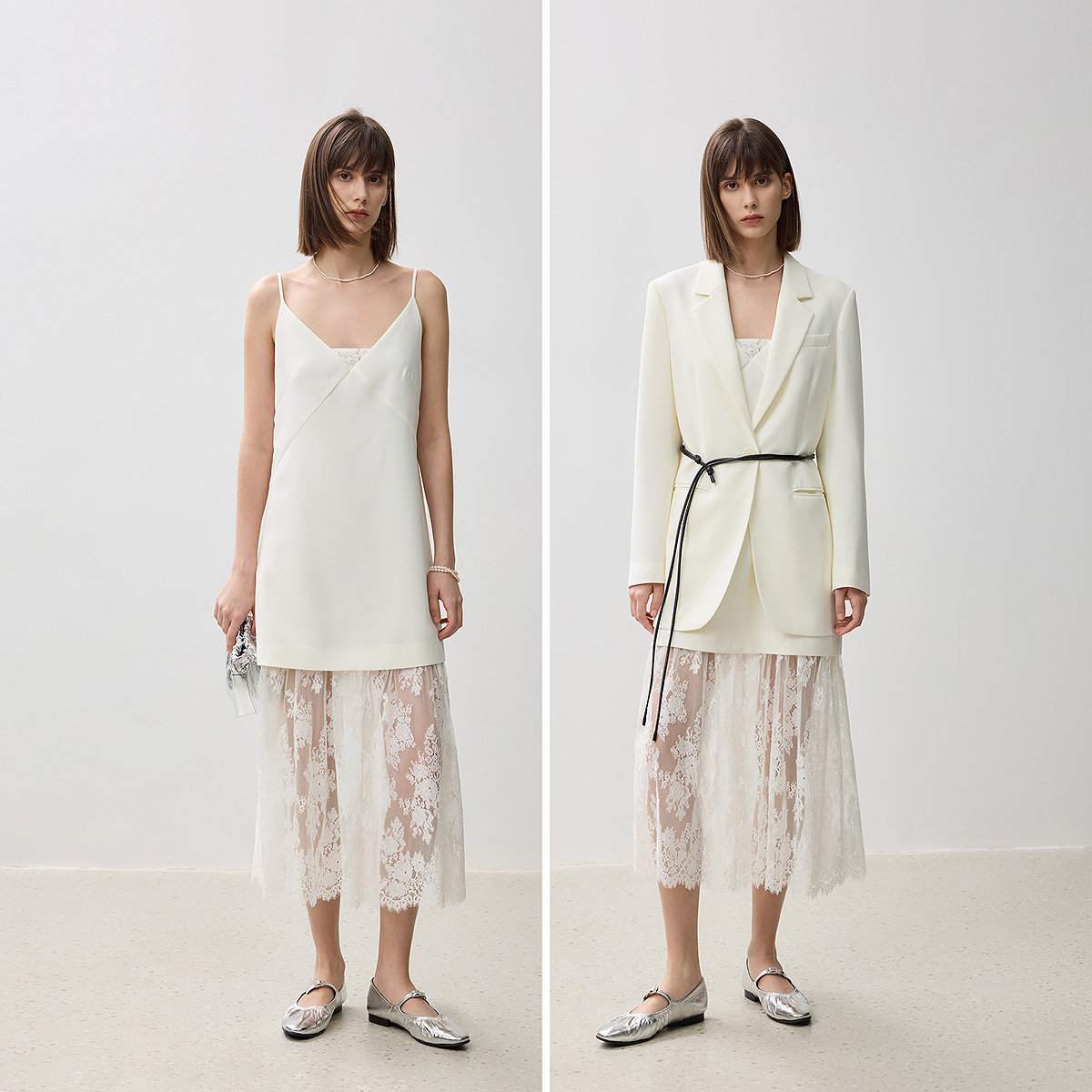 【商场同款】LILY新款摩登蕾丝设计感吊带连衣裙V领小白裙,淘宝优惠券,粉丝福利购,淘宝优惠卷