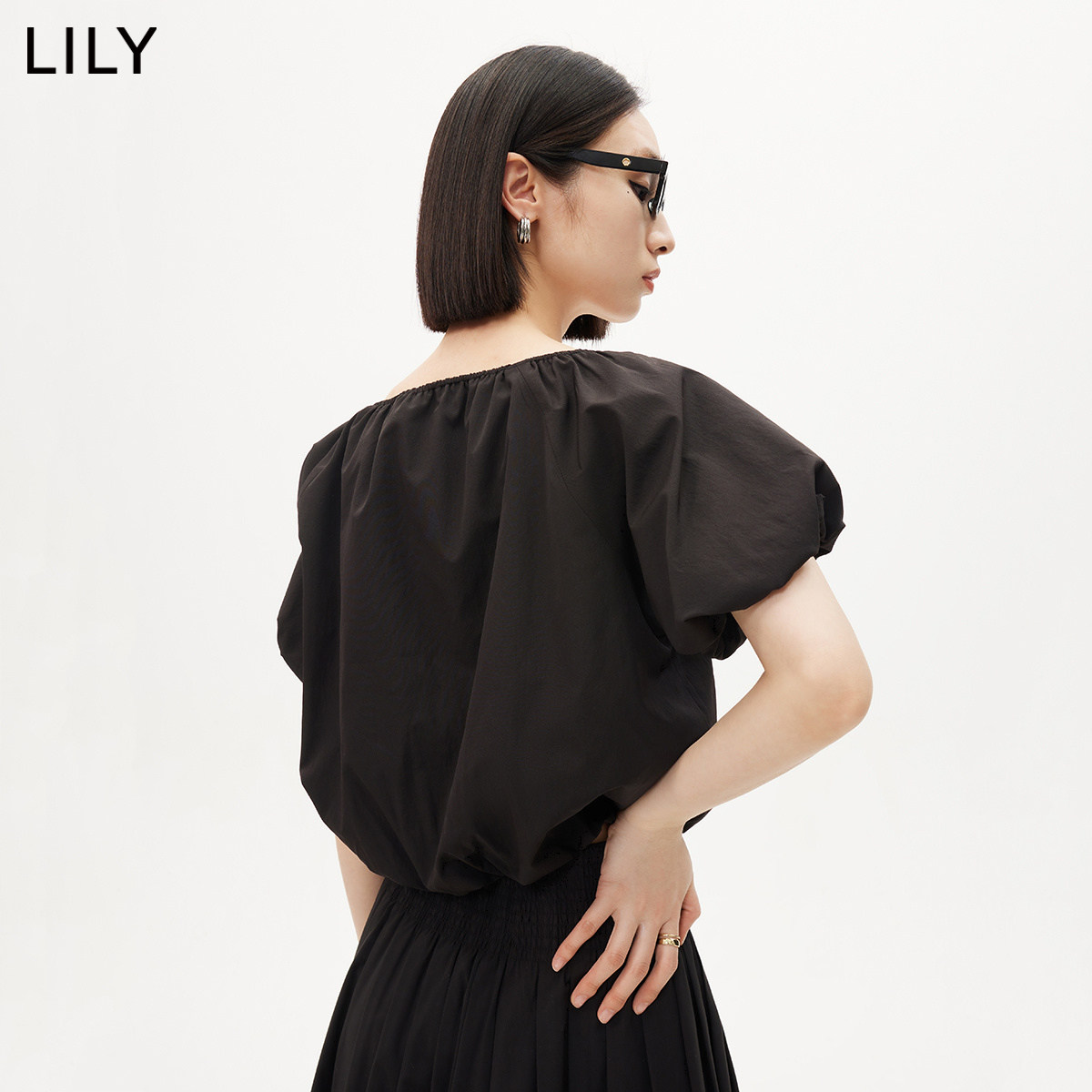 lily2023夏新款抗皱易打理领雪纺衫 LILY蕾丝衫/雪纺衫