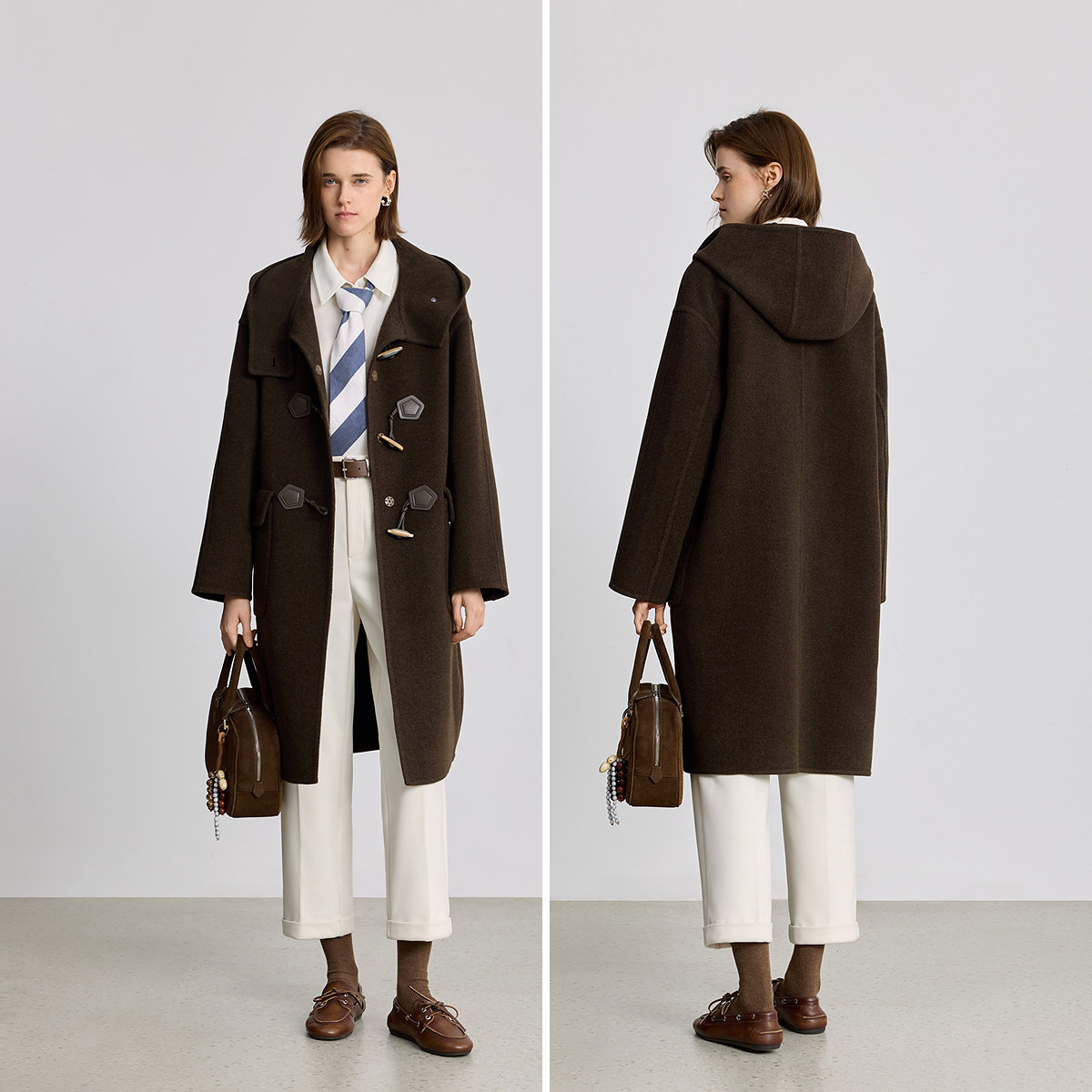 100%羊毛LILY2025冬新款女装复古学院风牛角扣双面呢毛呢大衣外套,淘宝优惠券,粉丝福利购,淘宝优惠卷