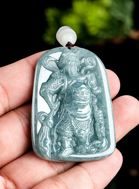 天然a货关公玉石吊坠男女挂件